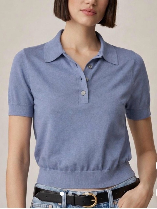 J. Crew Tops - J. Crew Egyptian Cotton Four Button Collared Shirt Steel Blue size M